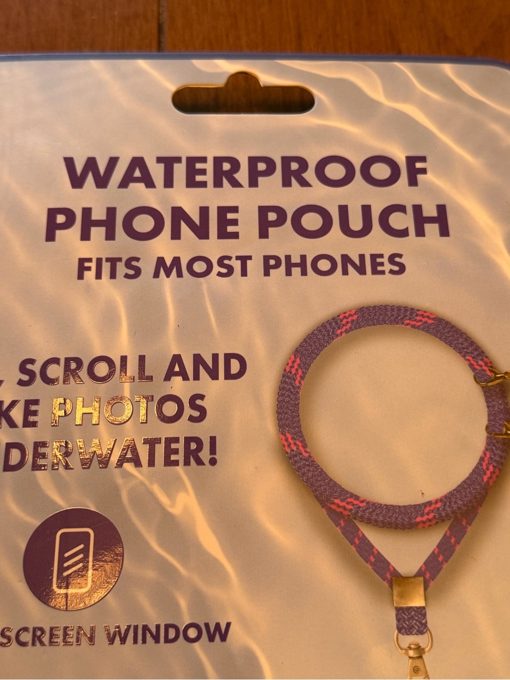 Iridescent Pink Waterproof Phone Pouch with Blue Strap - Picture 12 of 12